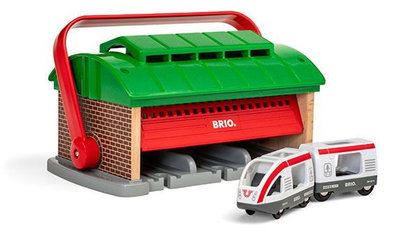 BRIO（ブリオ）ハンドル付き列車車庫